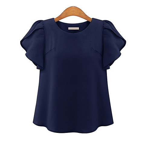 

Women's T shirt Solid Colored Round Neck Basic Tops White Blue Blushing Pink