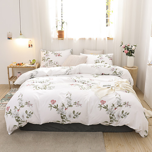 

Floral Print 3-Piece Duvet Cover Set Hotel Bedding Sets Comforter Cover with Soft Lightweight Microfiber(Include 1 Duvet Cover and 1or 2 Pillowcases)