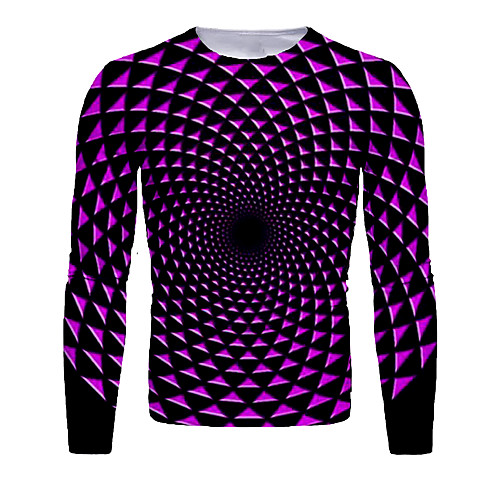 

Men's T shirt 3D Print Graphic Abstract 3D Long Sleeve Daily Tops Basic Purple