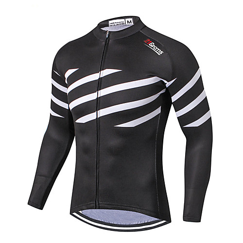

21Grams Men's Long Sleeve Cycling Jersey Winter Polyester Black Novelty Bike Jersey Top Mountain Bike MTB Road Bike Cycling UV Resistant Quick Dry Breathable Sports Clothing Apparel / Stretchy