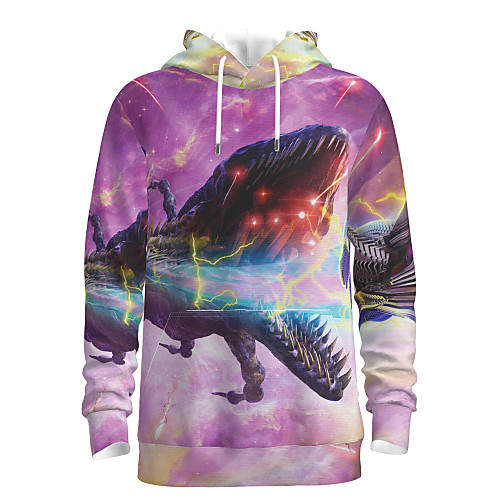 

Men's Pullover Hoodie Sweatshirt Graphic Animal Hooded Daily 3D Print Basic Hoodies Sweatshirts Long Sleeve Purple
