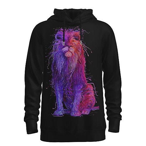 

Men's Pullover Hoodie Sweatshirt Graphic 3D Animal Hooded Daily 3D Print Basic Hoodies Sweatshirts Long Sleeve Black