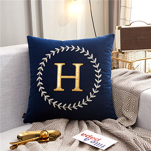 

1 Pc Super Soft Velvet Pillow Covers with Letter Embroidery Square Decorative Pillowcase for Bed Couch Sofa Bench Solid Color