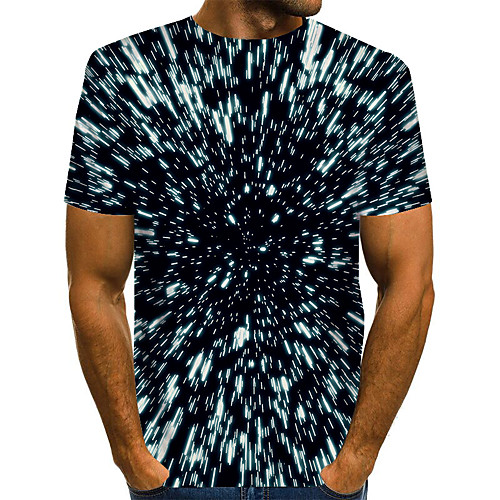 

Men's T shirt Shirt 3D Print Graphic Optical Illusion Plus Size Print Short Sleeve Daily Tops Basic Exaggerated Round Neck Black