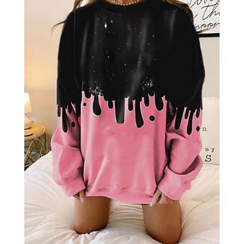 

Women's Hoodie Sweatshirt Tie Dye Daily Other Prints Basic Oversized Hoodies Sweatshirts Blue Blushing Pink Green