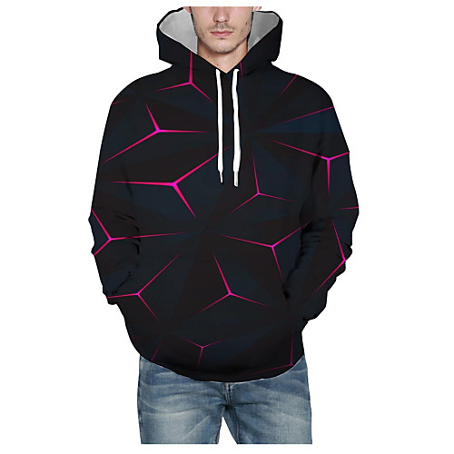 

Men's Pullover Hoodie Sweatshirt Print Graphic 3D Hooded Daily 3D Print Basic Hoodies Sweatshirts Long Sleeve Black