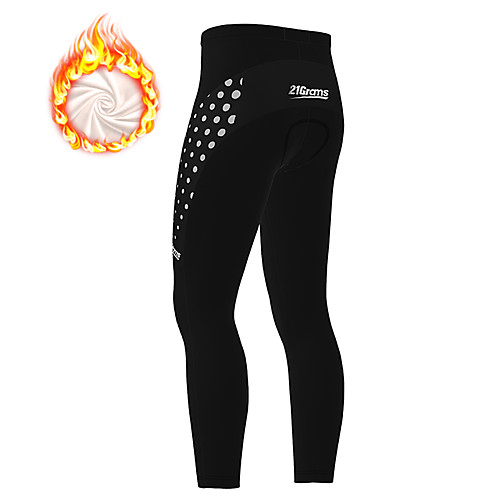 

21Grams Men's Cycling Tights Cycling Pants Winter Fleece Bike Tights Padded Shorts / Chamois Pants Thermal Warm Fleece Lining Breathable Sports Polka Dot Patchwork Gradient Black Mountain Bike MTB