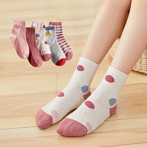 

Kids Athletic Sports Socks 5 Pairs Long Boys' Girls' Crew Socks Tube Socks Breathable Sweat wicking Comfortable Gym Workout Basketball Running Skateboarding Sports Solid Colored Cotton Rainbow
