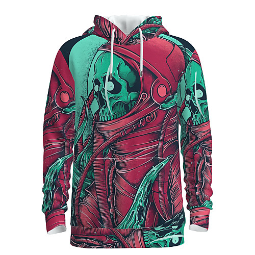 

Men's Pullover Hoodie Sweatshirt Skull Hooded Halloween 3D Print Basic Hoodies Sweatshirts Long Sleeve Red