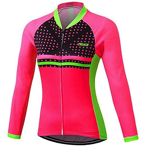 

21Grams Women's Long Sleeve Cycling Jersey Winter Polyester Fuchsia Novelty Bike Jersey Top Mountain Bike MTB Road Bike Cycling UV Resistant Quick Dry Breathable Sports Clothing Apparel / Stretchy
