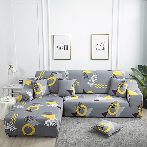 

Stretch Slipcover Couch Cover Leaf Printed Sofa Cover for 1~4 Cushion Couch with One Free Pillow Case fit Armchair/Loveseat/Three Seater/Four Seater/L shaped sofa
