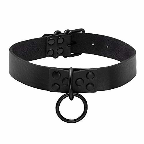 

punk goth leather necklace for men women