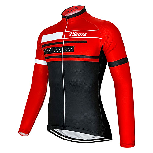

21Grams Men's Long Sleeve Cycling Jersey Winter Polyester Red Blue Green Novelty Bike Jersey Top Mountain Bike MTB Road Bike Cycling UV Resistant Quick Dry Breathable Sports Clothing Apparel
