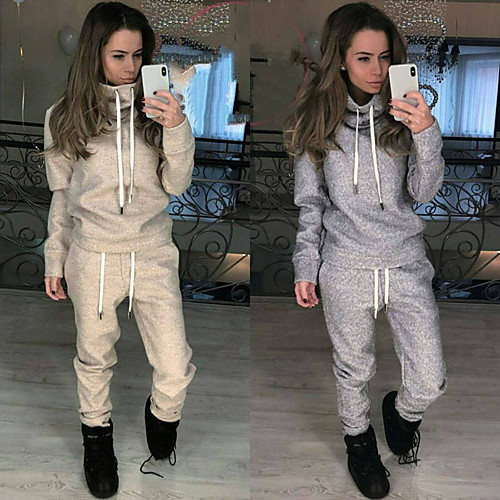 

Women's 2 Piece Tracksuit Sweatsuit Jogging Suit Street Athleisure 2pcs Winter Long Sleeve Quick Dry Breathable Soft Fitness Gym Workout Performance Running Training Sportswear Solid Colored