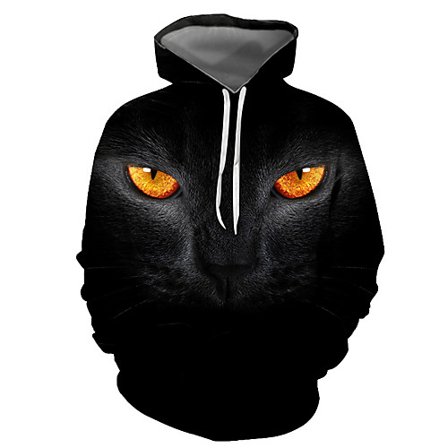 

Men's Pullover Hoodie Sweatshirt Graphic Animal Hooded Daily Going out 3D Print Basic Casual Hoodies Sweatshirts Long Sleeve Black