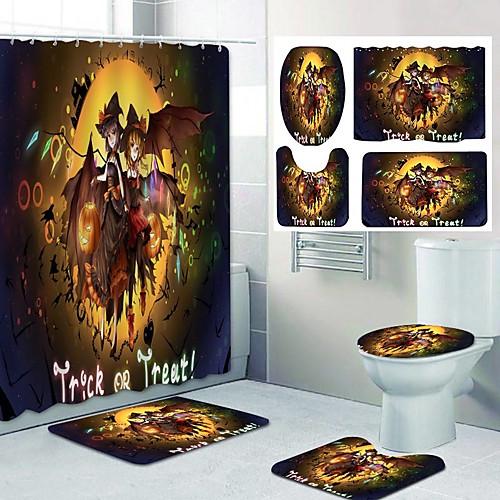 

Fresh Seaside Pattern PrintingBathroom Shower Curtain Leisure Toilet Four-Piece Design