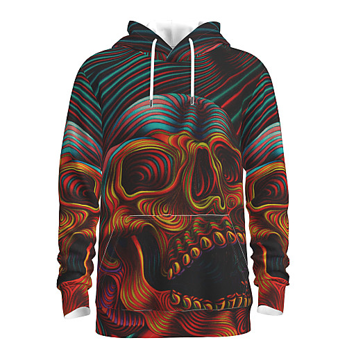 

Men's Pullover Hoodie Sweatshirt Graphic Skull Hooded Halloween Daily Weekend 3D Print Casual Hoodies Sweatshirts Long Sleeve Rainbow