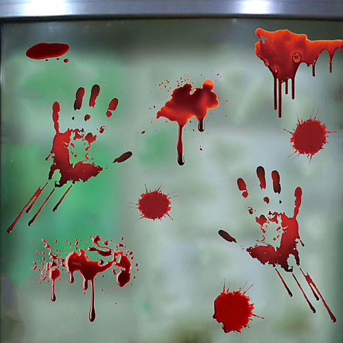 

Horror Blood Handprint Halloween Wall Stickers Decorative Wall Stickers, PVC Home Decoration Wall Decal Wall Decoration / Removable 4530CM
