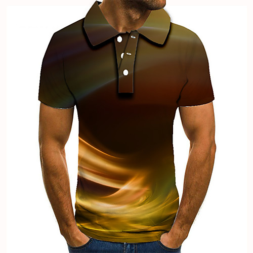 

Men's Golf Shirt 3D Print Graphic Print Short Sleeve Daily Tops Basic Brown