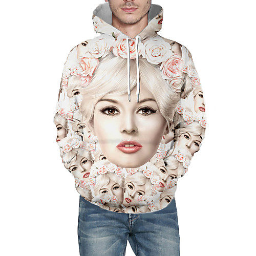 

Men's Pullover Hoodie Sweatshirt Graphic Hooded Daily 3D Print Basic Hoodies Sweatshirts Long Sleeve Beige