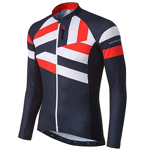 

21Grams Men's Long Sleeve Cycling Jersey Winter Polyester Dark Navy Rainbow Geometic Novelty Bike Jersey Top Mountain Bike MTB Road Bike Cycling UV Resistant Quick Dry Breathable Sports Clothing