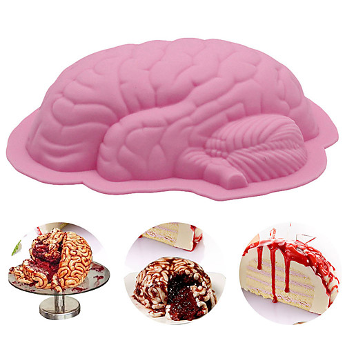 

Halloween Party Halloween Brain Shape 3D Silicone Cake Mold DIY Brain Shape Baking Pan for Halloween