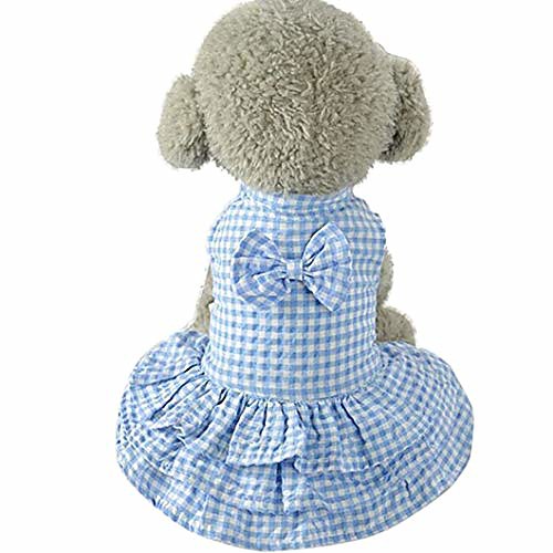 

puppy clothes,pet outfit dog apparel short skirt dress blue