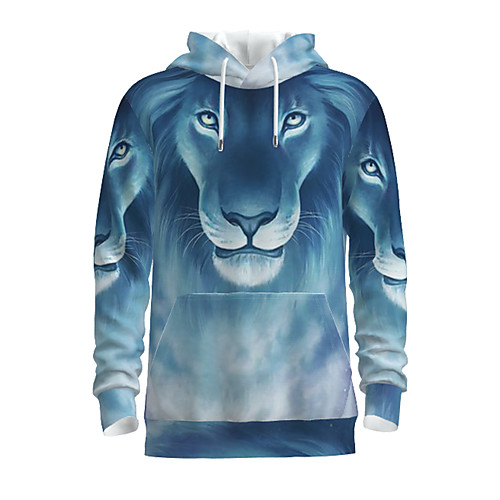 

Men's Pullover Hoodie Sweatshirt Graphic Animal Hooded Daily 3D Print Basic Hoodies Sweatshirts Long Sleeve Blue