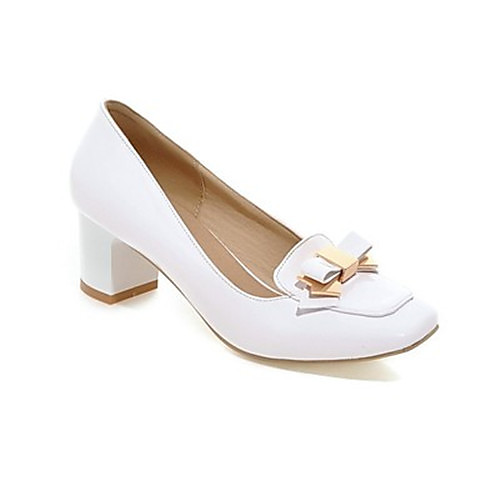 

Women's Heels Block Heel Square Toe Classic Daily PU Bowknot Solid Colored Almond White Black