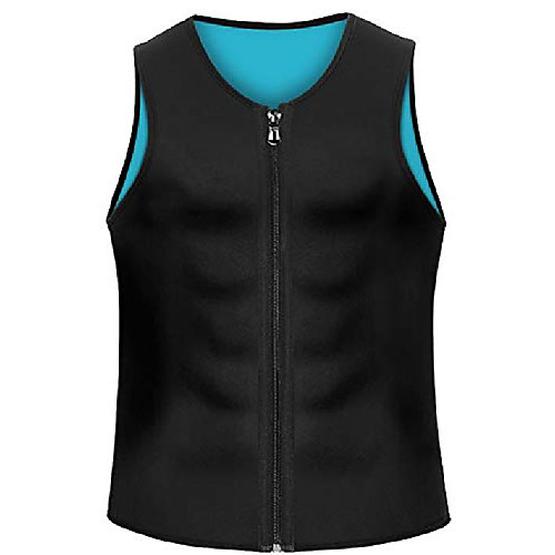 

men waist trainer vest weightloss hot neoprene corset compression sweat body shaper slimming sauna tank top workout shirt (blue, l)