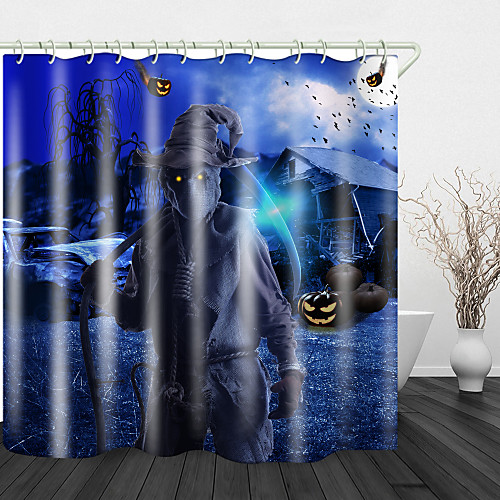 

Scythe Devil Scarecrow Digital Printed Shower Curtain English Green Leaf Digital Printing Shower Curtain Shower Curtains & Hooks Modern Polyester New Design