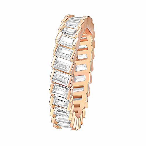 

14k gold plated cubic zirconia baguette cut eternity bands rose gold for women size 5