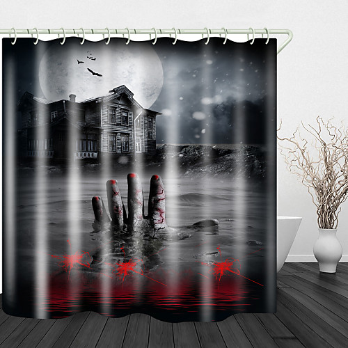 

Halloween Digital Printing Shower Curtain English Green Leaf Digital Printing Shower Curtain Shower Curtains & Hooks Modern Polyester New Design