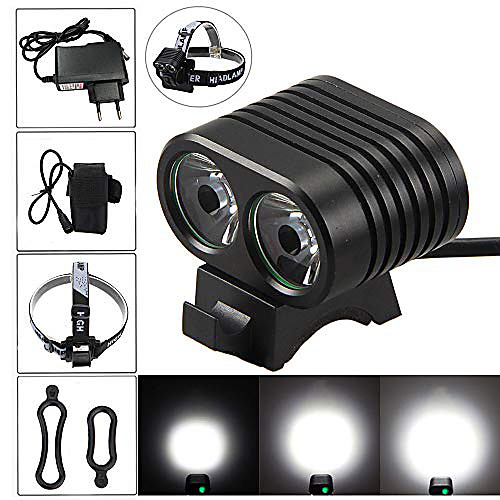 

Super Bright 8000lm 2X XM-L2 LED Bicycle Lamp Bicycle Bike Head Headlight Bicycle Front Light Rear Light 8.4V Battery Pack (Black)