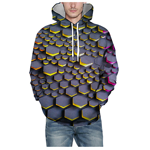 

Men's Pullover Hoodie Sweatshirt Print Graphic 3D Hooded Daily 3D Print Basic Hoodies Sweatshirts Long Sleeve Gray