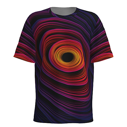 

Men's T shirt 3D Print Striped Graphic 3D Short Sleeve Daily Tops Basic Round Neck Wine
