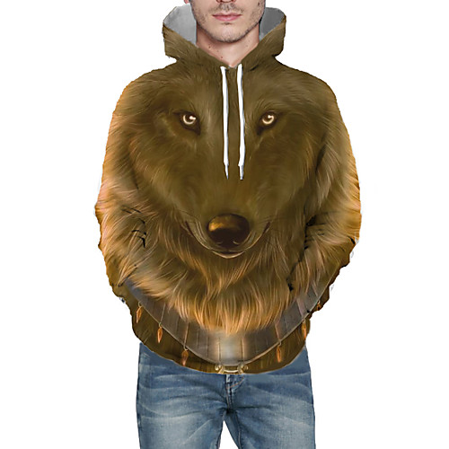 

Men's Pullover Hoodie Sweatshirt Graphic Animal Hooded Daily 3D Print Basic Hoodies Sweatshirts Long Sleeve Yellow