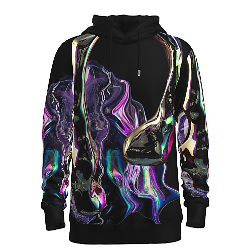 

Men's Pullover Hoodie Sweatshirt Graphic 3D Hooded Daily 3D Print Basic Hoodies Sweatshirts Long Sleeve Black