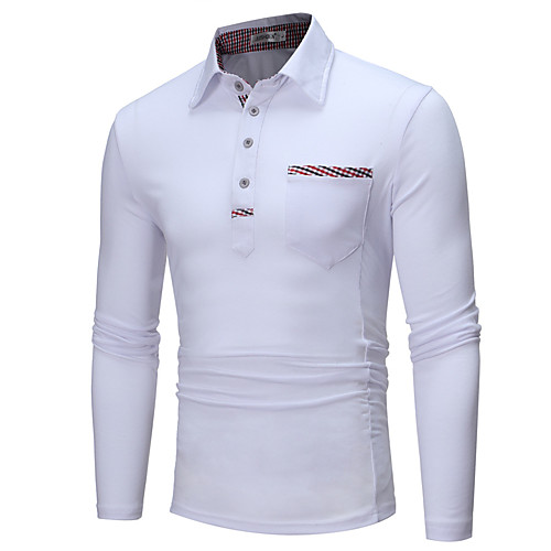 

Men's Golf Shirt Tennis Shirt Other Prints Solid Colored Long Sleeve Daily Tops Basic White Black Dark Gray