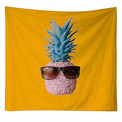 

creative pink pineapple tapestry wall hanging décor, contemporary nordic style bohemian yellow tapestries wall art decor background mural bedspread beach throw table runner/cloth
