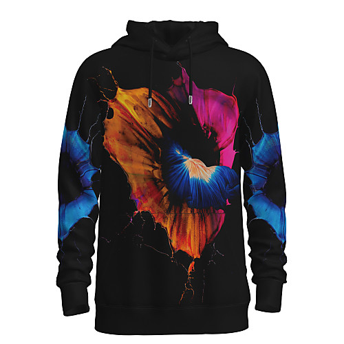 

Men's Pullover Hoodie Sweatshirt Graphic 3D Hooded Daily 3D Print Basic Hoodies Sweatshirts Long Sleeve Black