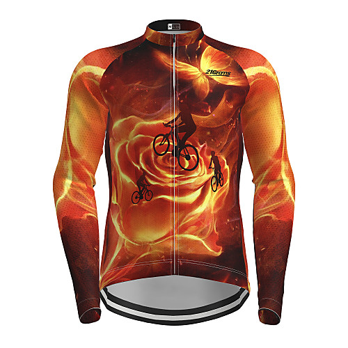 

Men's Long Sleeve Cycling Jersey Winter Polyester Orange Novelty Bike Jersey Top Mountain Bike MTB Road Bike Cycling Quick Dry Back Pocket Sports Clothing Apparel / Micro-elastic / Athleisure