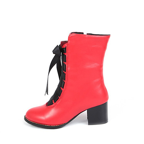 

Women's Boots Block Heel Boots Block Heel Pointed Toe Booties Ankle Boots Basic Casual Daily Walking Shoes PU Solid Colored Black / Red White Black / Booties / Ankle Boots