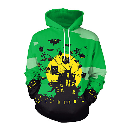 

Women's Pullover Hoodie Sweatshirt Print Oversized Daily 3D Print Halloween Hoodies Sweatshirts Green