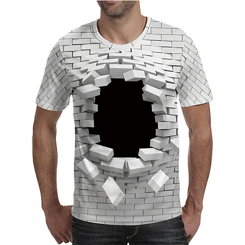 

Men's T shirt Shirt 3D Print Graphic Plus Size Print Short Sleeve Daily Tops Elegant Exaggerated Round Neck White