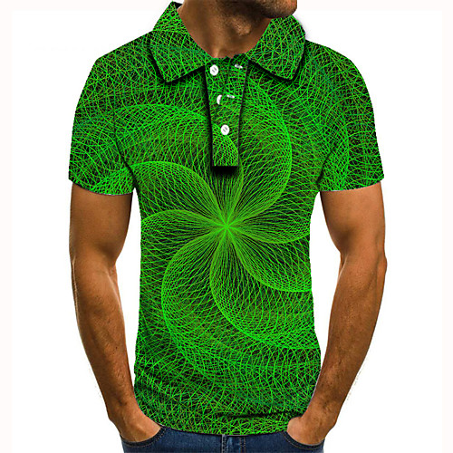 

Men's Golf Shirt Tennis Shirt 3D Print Graphic Optical Illusion Print Short Sleeve Daily Tops Basic Green
