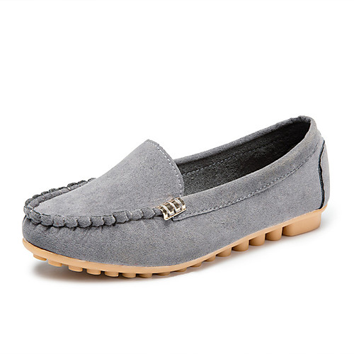 

Women's Loafers & Slip-Ons Flat Heel Round Toe Casual Daily Walking Shoes PU Solid Colored Black Yellow Fuchsia