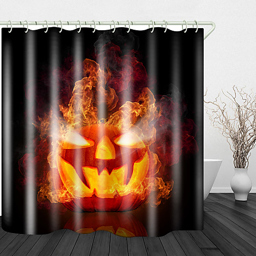 

Halloween Flame Pumpkin Digital Printing Shower Curtain English Green Leaf Digital Printing Shower Curtain Shower Curtains & Hooks Modern Polyester New Design