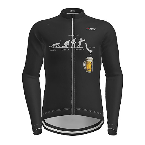

21Grams Men's Long Sleeve Cycling Jersey Winter Polyester Black Oktoberfest Beer Bike Jersey Top Mountain Bike MTB Road Bike Cycling Quick Dry Back Pocket Sports Clothing Apparel / Micro-elastic