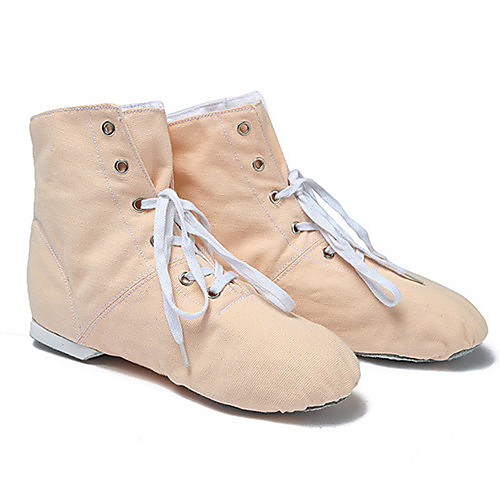 

Women's Jazz Shoes Practice Trainning Dance Shoes Flat Flat Heel Camel Pink Green Lace-up / Performance